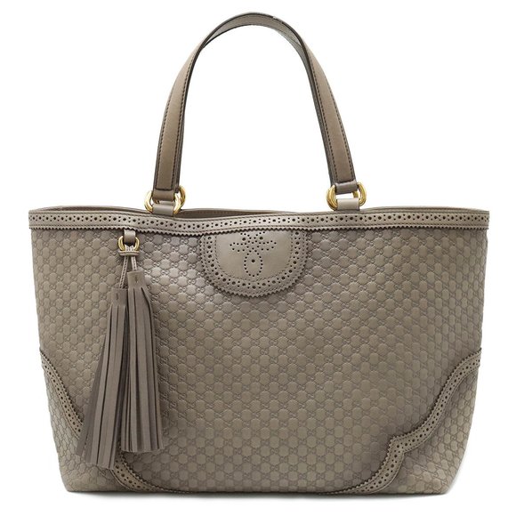 GUCCI Gucci Micro Guccisima Tassel Tote Bag Processed Leather Gray 296910 - Picture 1 of 7